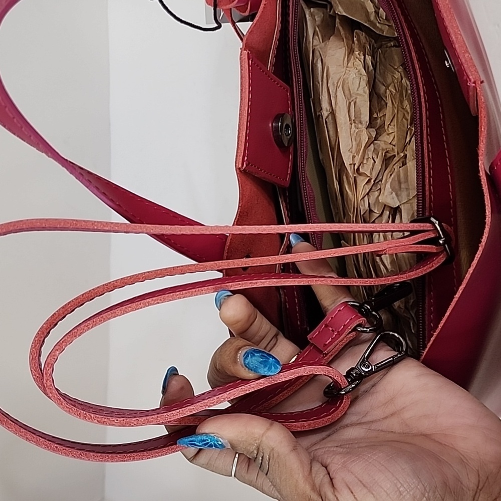 Pink Italian Leather Tote & Shoulder Bag - Picture 10 of 13